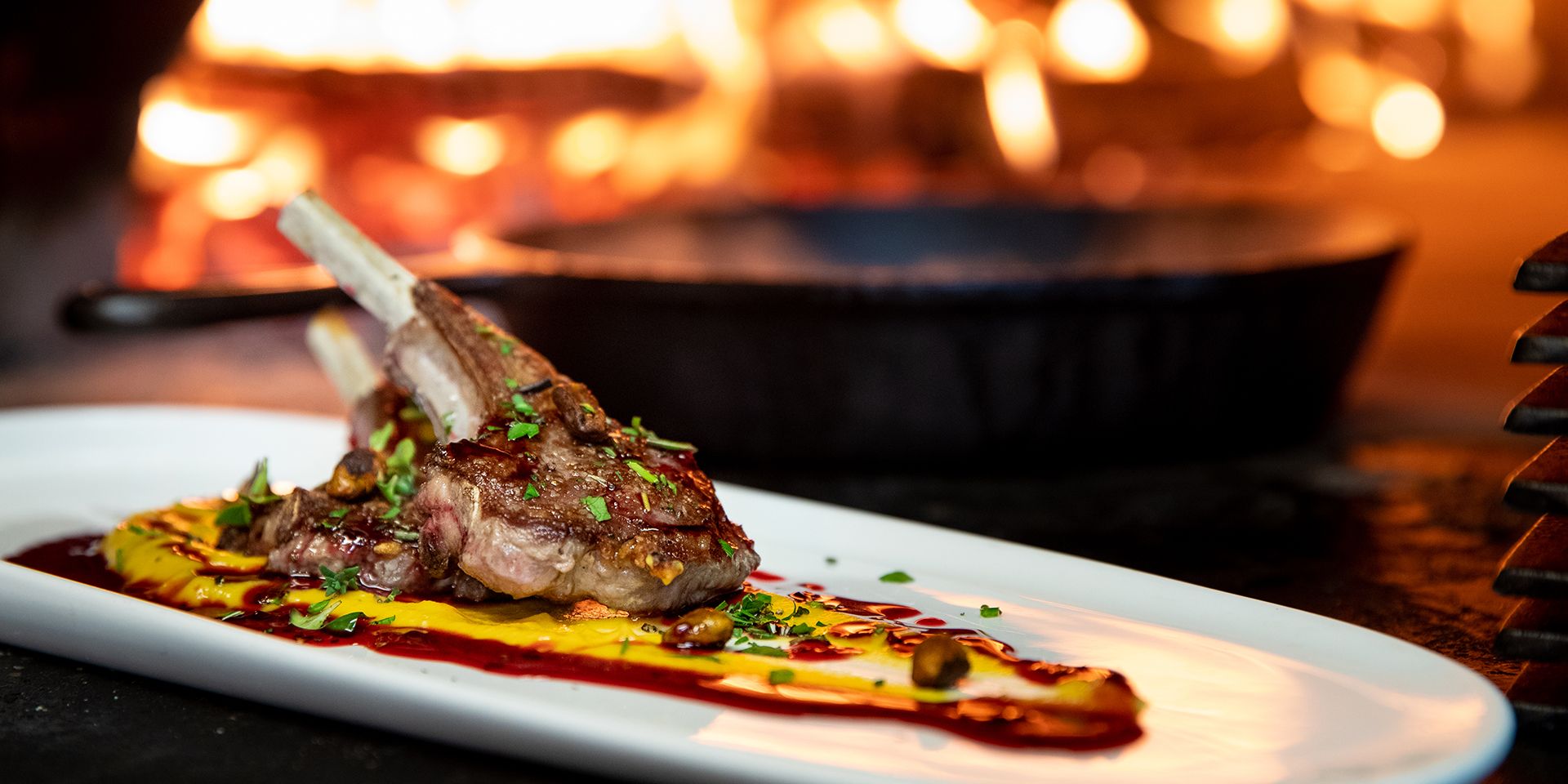 Dressed Plate in front of fire oven